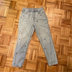 Light Blue Flower embroidery Jeans